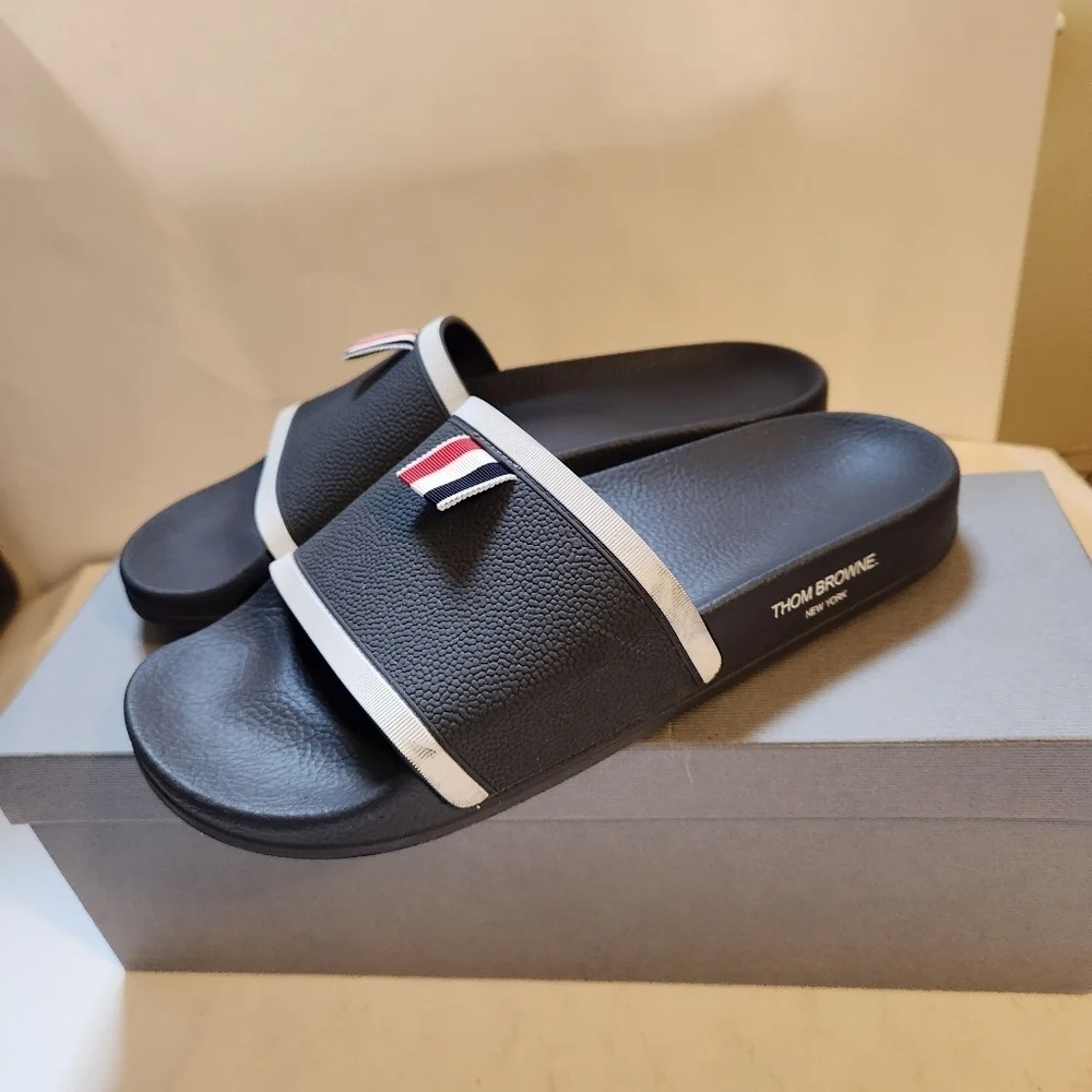 Thom Browne grosgrain loop tab pool slides size 41 BNWB